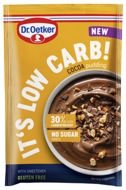 Dr. Oetker It’s Low Carb! Puding s kakavom, 30 % manj ogljikovih hidratov
