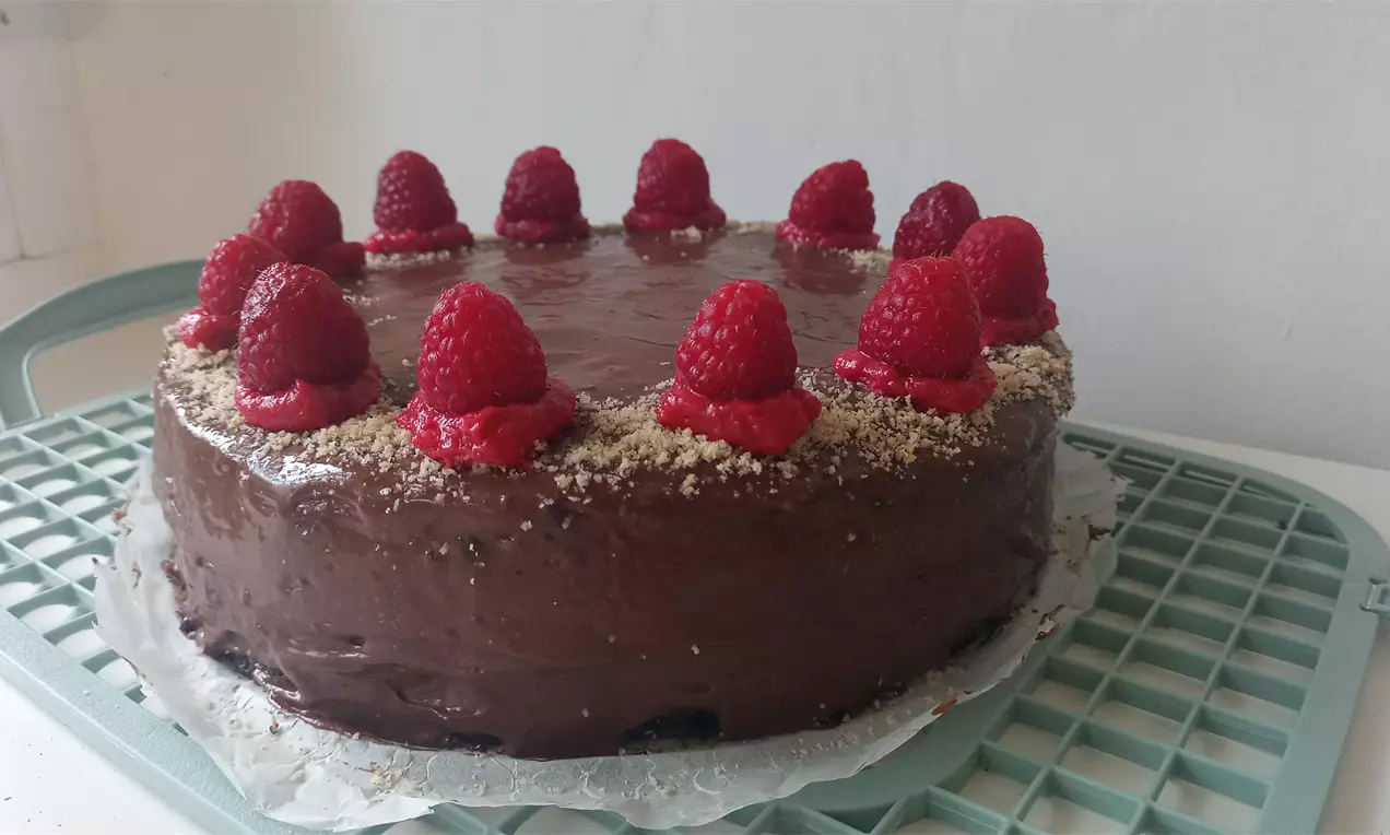 Malinino-čokoladna fit torta